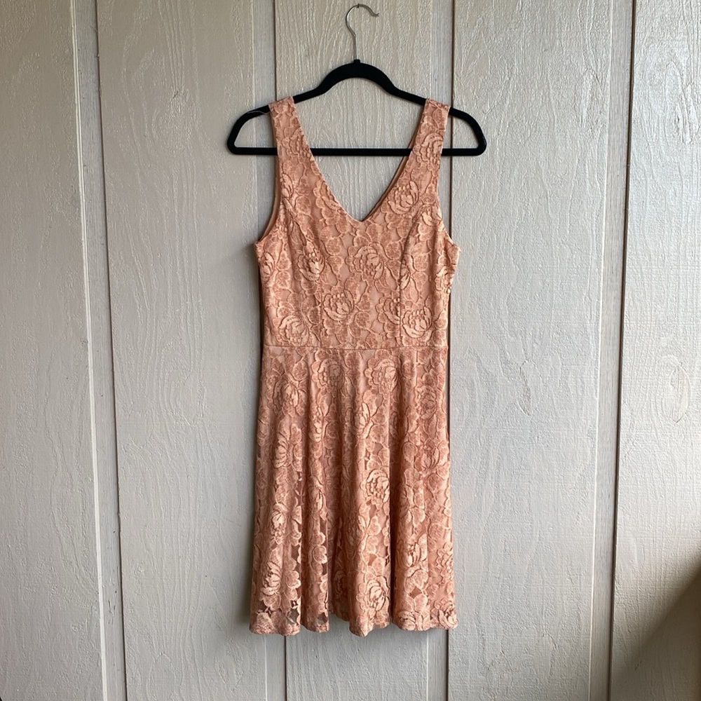 Short Deep V-Neck Lace Dress
